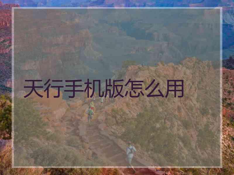 天行手机版怎么用